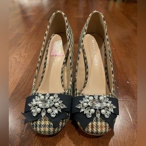 Kelly & Katie Plaid and Rhinestone Fabric Heels